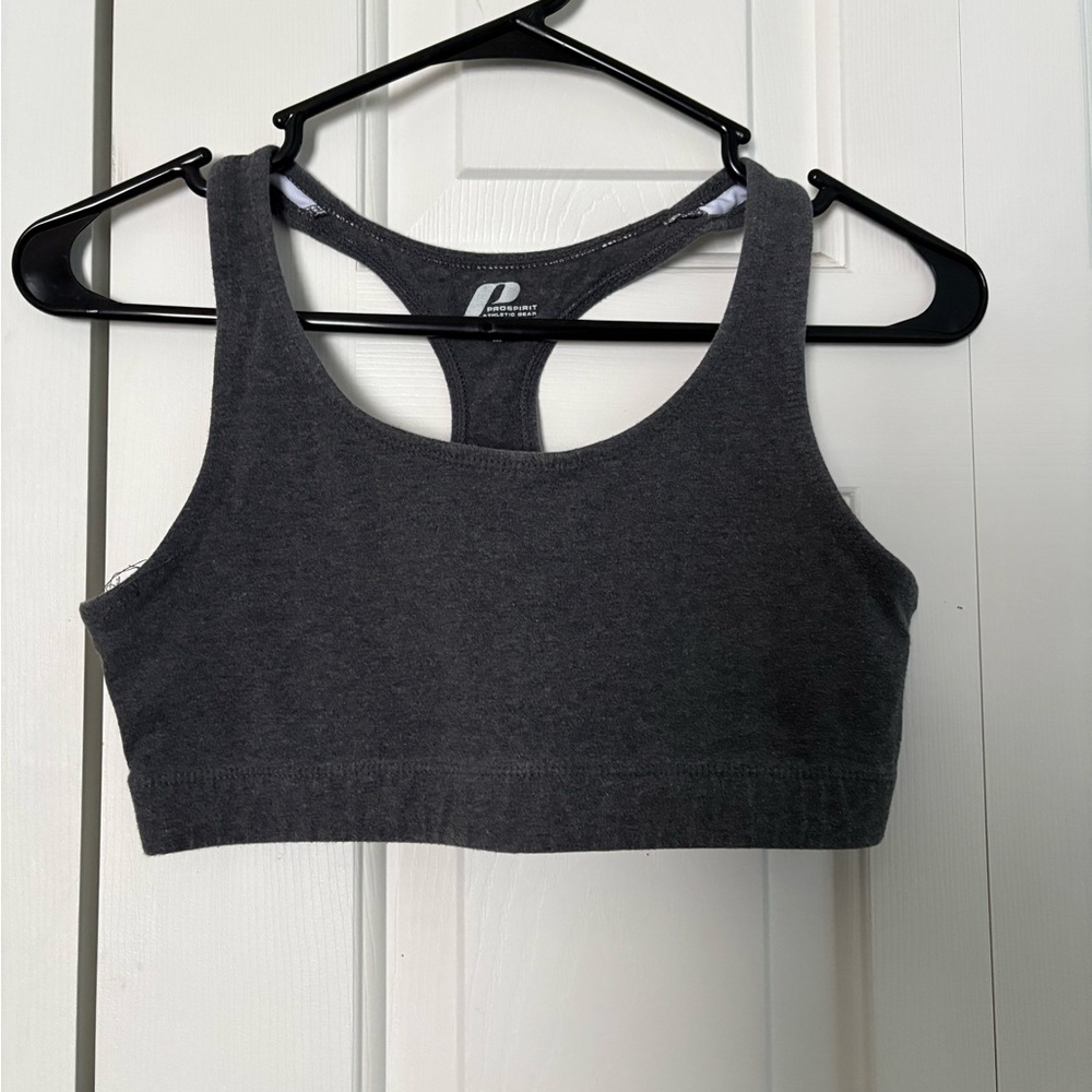 Pro Spirit Athletic Gear Charcoal Racerback Sports Bra